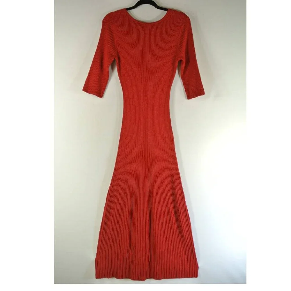 NEW FAVORITE DAUGHTER Crush Cutout Detail Cotton Blend Rib Jumper Dress L#2534* - Picture 6 of 9